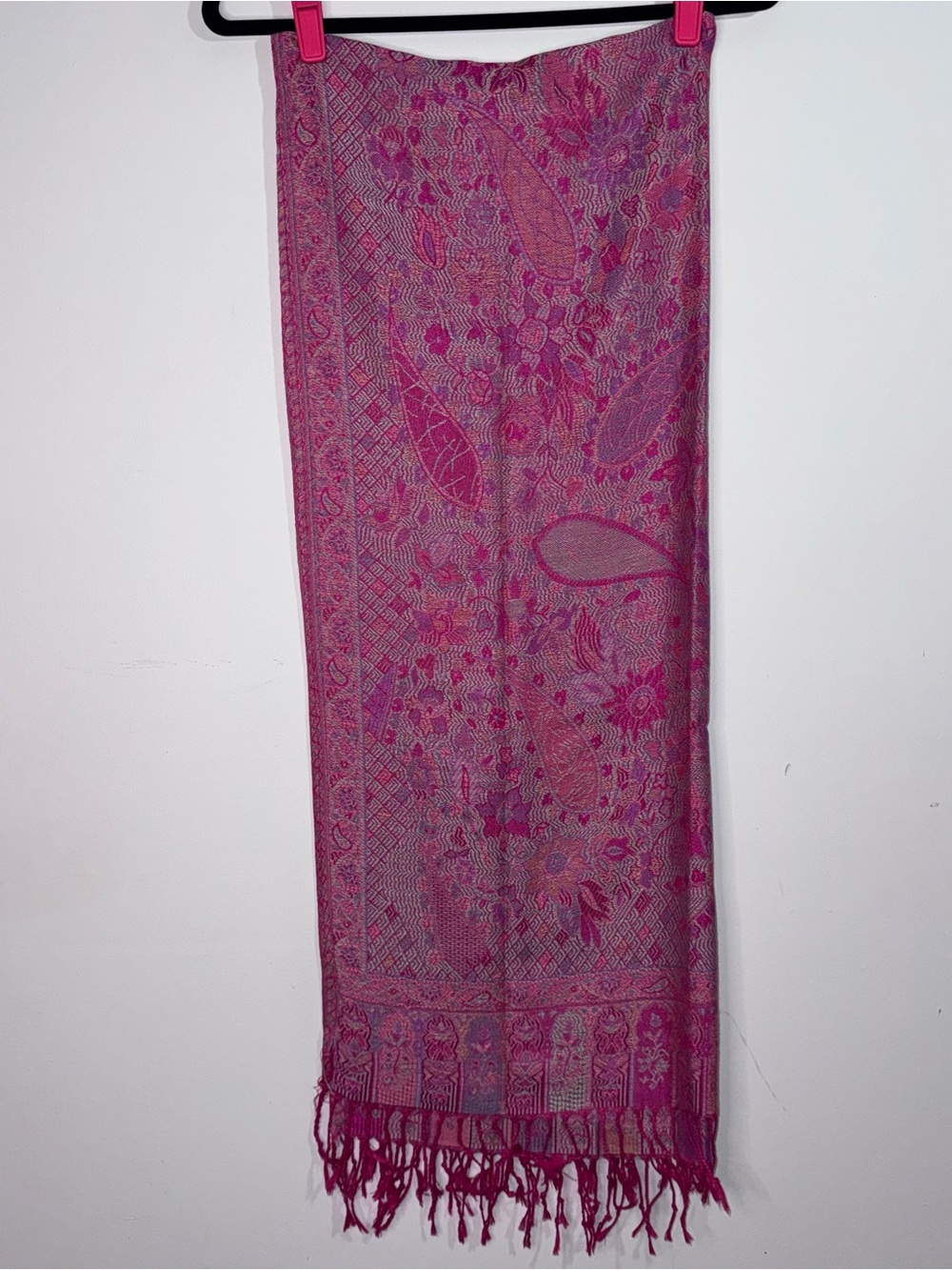 Pashmina 100% Pashmina Pink Floral Paisley Shawl Wrap Scarf 27x70